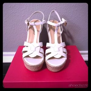 BRAND NEW SHOEDAZZLE white wedges!!